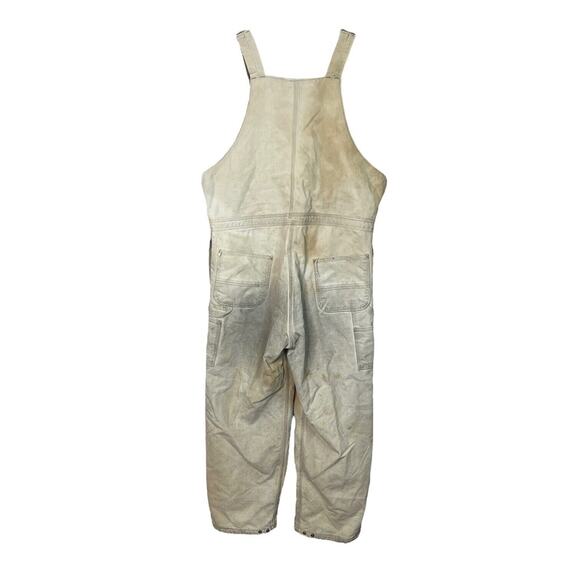 Carhartt VTG Coverall Insulated Double Front Knee Bib Overalls FLAW Tan 42x29 - Picture 2 of 10
